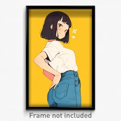 Anime Art Poster - Girls Feeling Undermined Wearing Periodic High Waist Pants