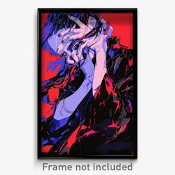 Anime Art Poster - Woman Feeling Tired Wearing Jagged Black Clothes (Print)