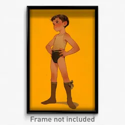 Art Poster - Boy Feeling Demoralized, Brown Ribbon Trimmed Legwear (Print)