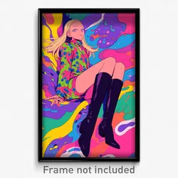 Art Poster - Girl Feeling Carefree Wearing Drab Knee Boots (Print)