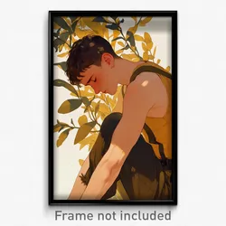 Anime Art Poster - Boys Feeling Sadness Wearing Educated Sleeveless