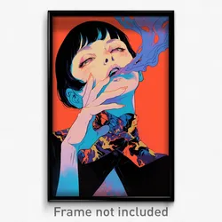 Art Poster - Girl Feeling Amusement, Prestigious Black Neckerchief (Print)