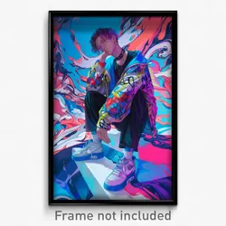 Art Poster - Boy Feeling Sullenness Wearing Candid Multi Strapped (Print)