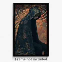 Art Poster - Man Feeling Tired Wearing Mysterious Hooded Cape (Print)