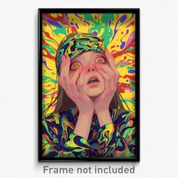 Art Poster - Woman Feeling Mad Wearing Adorable Hands On Headwear (Print)
