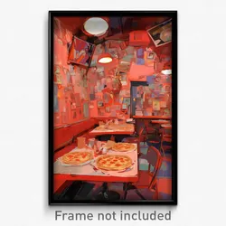 Art Poster - Grandiose Pizza Shop (Psychedelic Trippy Weird 11x17 Print)