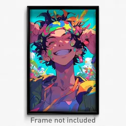 Anime Art Poster - Man Feeling Cheerfulness, Webbed Multicolored Hairband