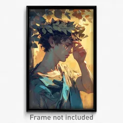 Art Poster - Boy Feeling Persevering Wearing Notable Head Wreath (Print)