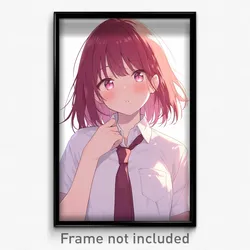 Anime Art Poster - Girl Feeling Unnerved Wearing Triangular Necktie (Print)