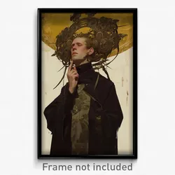 Art Poster - Man Feeling Content Wearing Complex Headdress (Print)