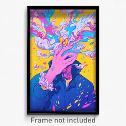 Art Poster - Man Feeling Insightful Wearing Remarkable White Scrunchie (Print)