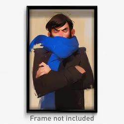 Art Poster - Men Feeling Hopeless Wearing Irate Blue Scarf