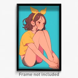 Anime Art Poster - Woman Feeling Frustrated, Immaterial Ankle Ribbon (Print)