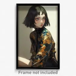 Art Poster - Girl Feeling Astonished Wearing Unkempt Anime Clothes (Print)