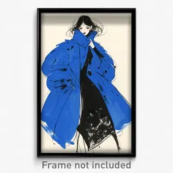 Art Poster - Woman Feeling Stubborn Wearing Husky Blue Cape (Print)