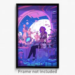 Art Poster - A Group Of Intergalactic Traders Bartering Goods On A Bustling