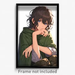 Anime Art Poster - Boy Feeling Guilt Wearing Acceptable Green Cape (Print)