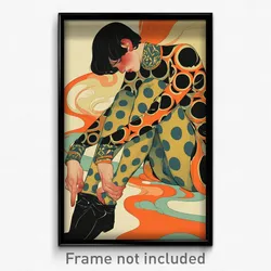 Art Poster - Boy Feeling Delighted Wearing Offbeat Polka Dot Legwear (Print)