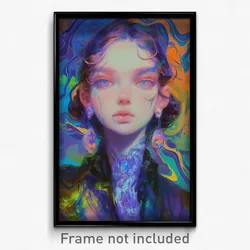 Art Poster - Woman Feeling Neglect Wearing Fluid Earrings (Print)