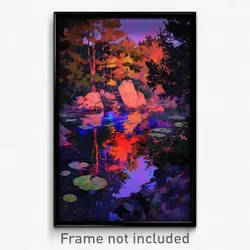 Art Poster - Famous Lake (Psychedelic Trippy Weird 11x17 Print)