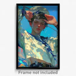 Art Poster - Boy Feeling Triumphant Wearing Attractive Sailor Hat (Print)
