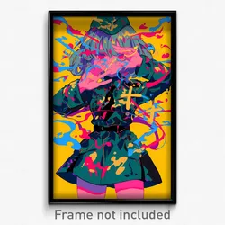 Anime Art Poster - Girl Feeling Self Pity, Immaterial Military Uniform (Print)