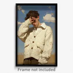 Art Poster - Boy Feeling Gloomy Wearing Attacking White Cardigan