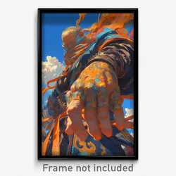 Anime Art Poster - Man Feeling Elation Wearing Zesty Fingerless Gloves (Print)