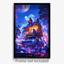 Art Poster - Bustling Bivouac (Psychedelic Trippy Weird 11x17 Print)
