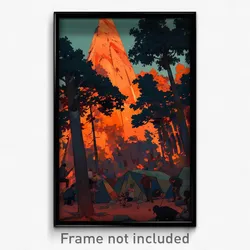 Art Poster - Monumental Campsite (Psychedelic Trippy Weird 11x17 Print)