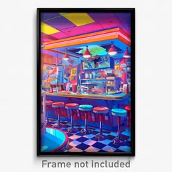 Art Poster - Tremendous 50'S Diner (Psychedelic Trippy Weird 11x17 Print)