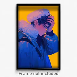 Art Poster - Boy Feeling Frustrated Wearing Scholarly Fur Hat (Print)