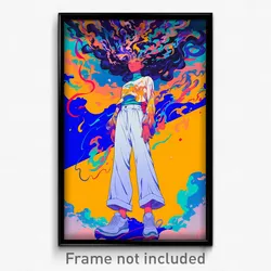 Anime Art Poster - Woman Feeling Distracted Wearing White Baggy Pants (Print)