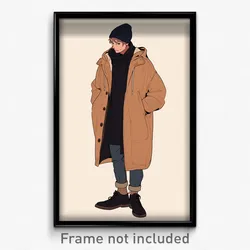 Anime Art Poster - Man Feeling Flakey Wearing Outstanding Winter Clothes (Print)