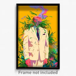 Art Poster - Man Feeling Enjoyment Wearing Strange White Suit (Print)