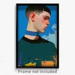Art Poster - Man Feeling Hope Wearing Enchanted Blue Choker (Print)