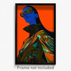 Art Poster - Woman Feeling Sympathy, Well Groomed Blue Tinted Eyewear (Print)