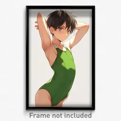 Anime Art Poster - Boy Feeling Trust Wearing Noisy Green Leotard (Print)