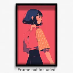 Art Poster - Girl Feeling Optimistic Wearing Different Pink Sleeves (Print)