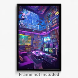 Art Poster - Tall Gaming Room (Psychedelic Trippy Weird 11x17 Print)