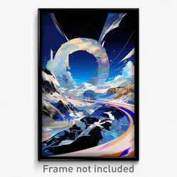Art Poster - A Space Station Orbiting A Distant Planet, With Sleek Metallic