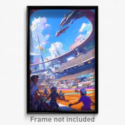 Art Poster - A Futuristic Sports Arena Where Cyborg Athletes Compete In A