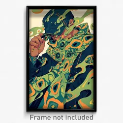 Anime Art Poster - Man Feeling Reluctant Wearing Outlandish Green Scarf (Print)
