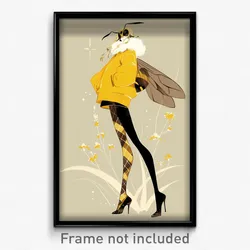 Art Poster - Wasp Feeling Hopeless Wearing Flat Argyle Legwear