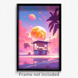 Art Poster - White Burger Stand (Psychedelic Trippy Weird 11x17 Print)