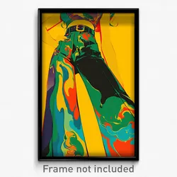 Art Poster - Woman Feeling Anticipating Wearing Hearty High Waist Pants (Print)
