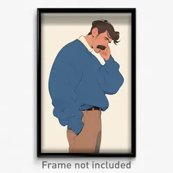 Art Poster - Man Feeling Hopeless Wearing Fancy Blue Sweater (Print)