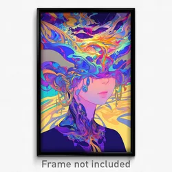 Art Poster - Woman Feeling Enjoyment Wearing Orderly Headdress (Print)