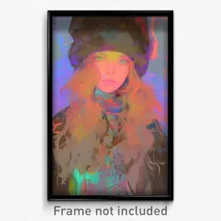 Art Poster - Girl Feeling Friendliness Wearing Rundown Fur Hat (Print)