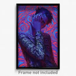 Art Poster - Boy Feeling Sorrow Wearing Crazy Strapless Shirt (Print)